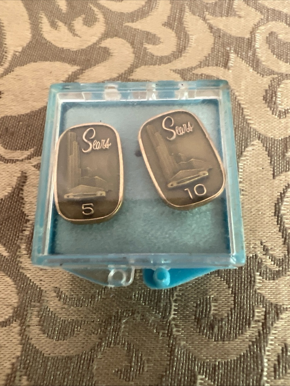2 Vintage Sears Roebuck 10k Gold Filled Employee Service Award Pins 5 & 10 Year